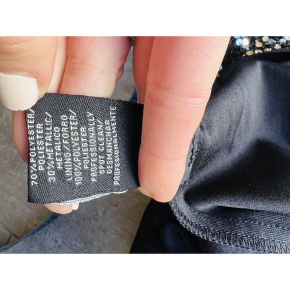 Los Angeles Boutique Holiday Cocktail New Years Black Silver Sequin Dress 8 M - Picture 4 of 7